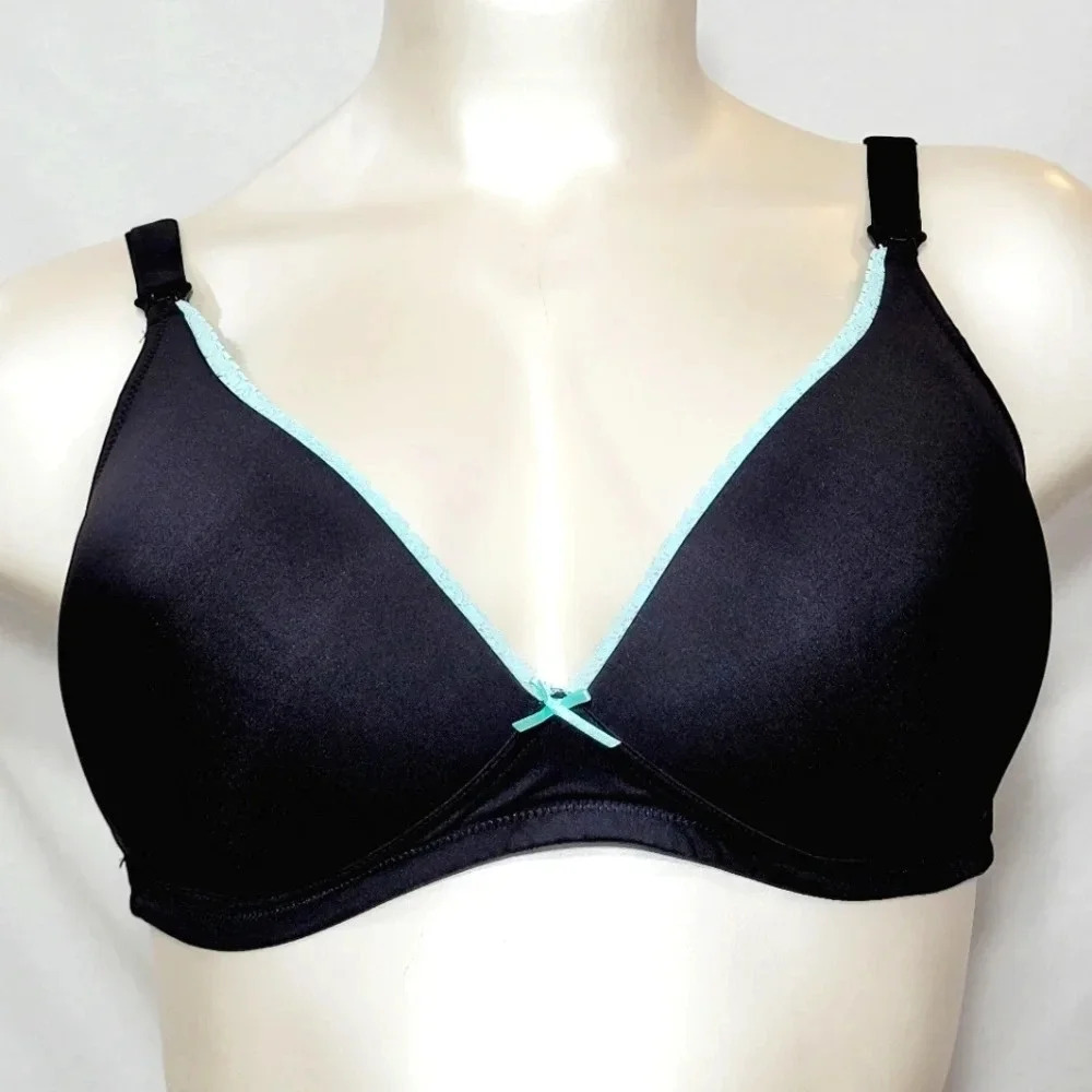Loving Moments Leading Lady L358‎ Wirefree Padded Nursing Bra 38DD Black NWT New